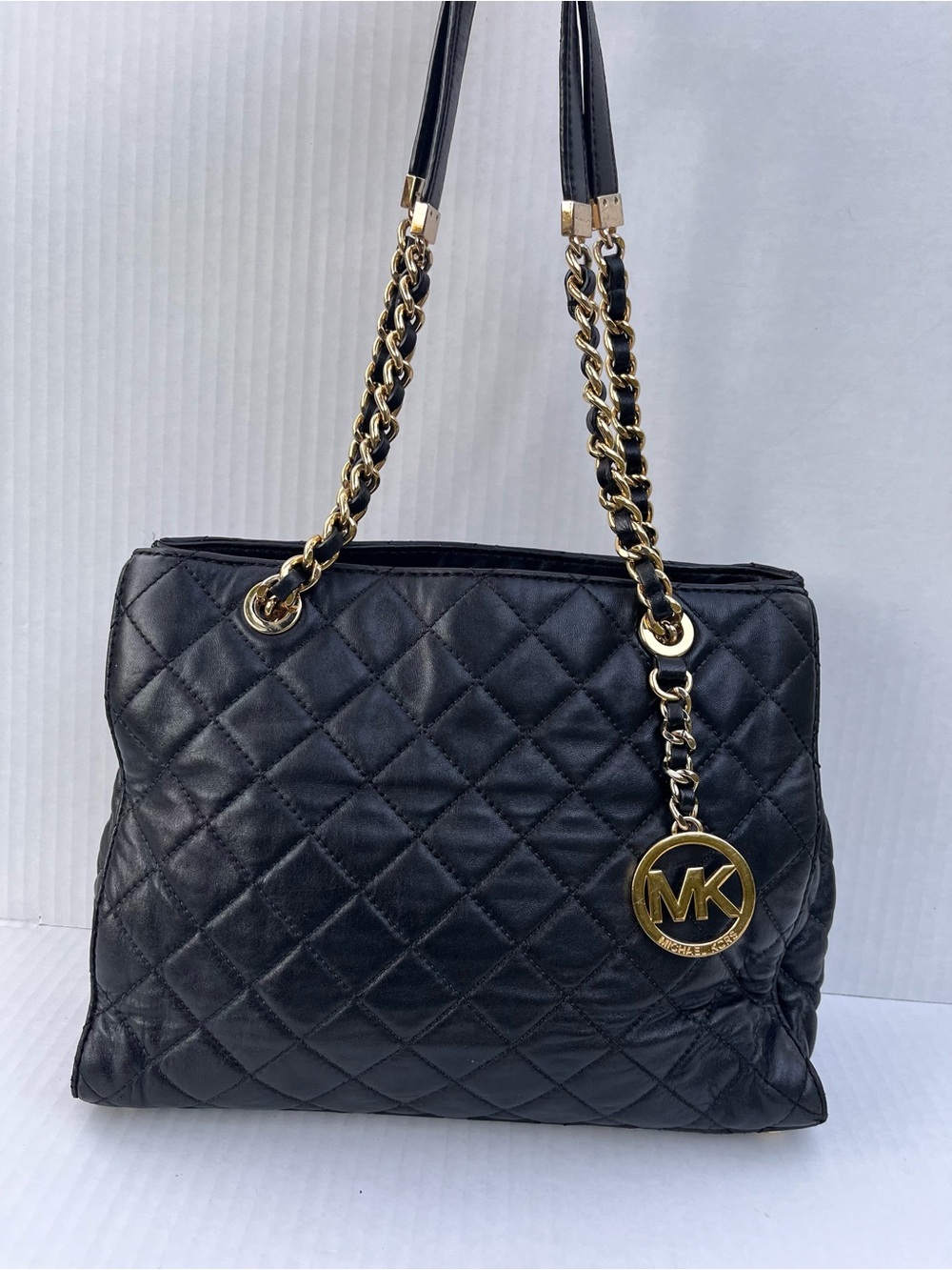 Vintage Michael Kors Black Quilted Leather Shoulder Bag with Gold Chain